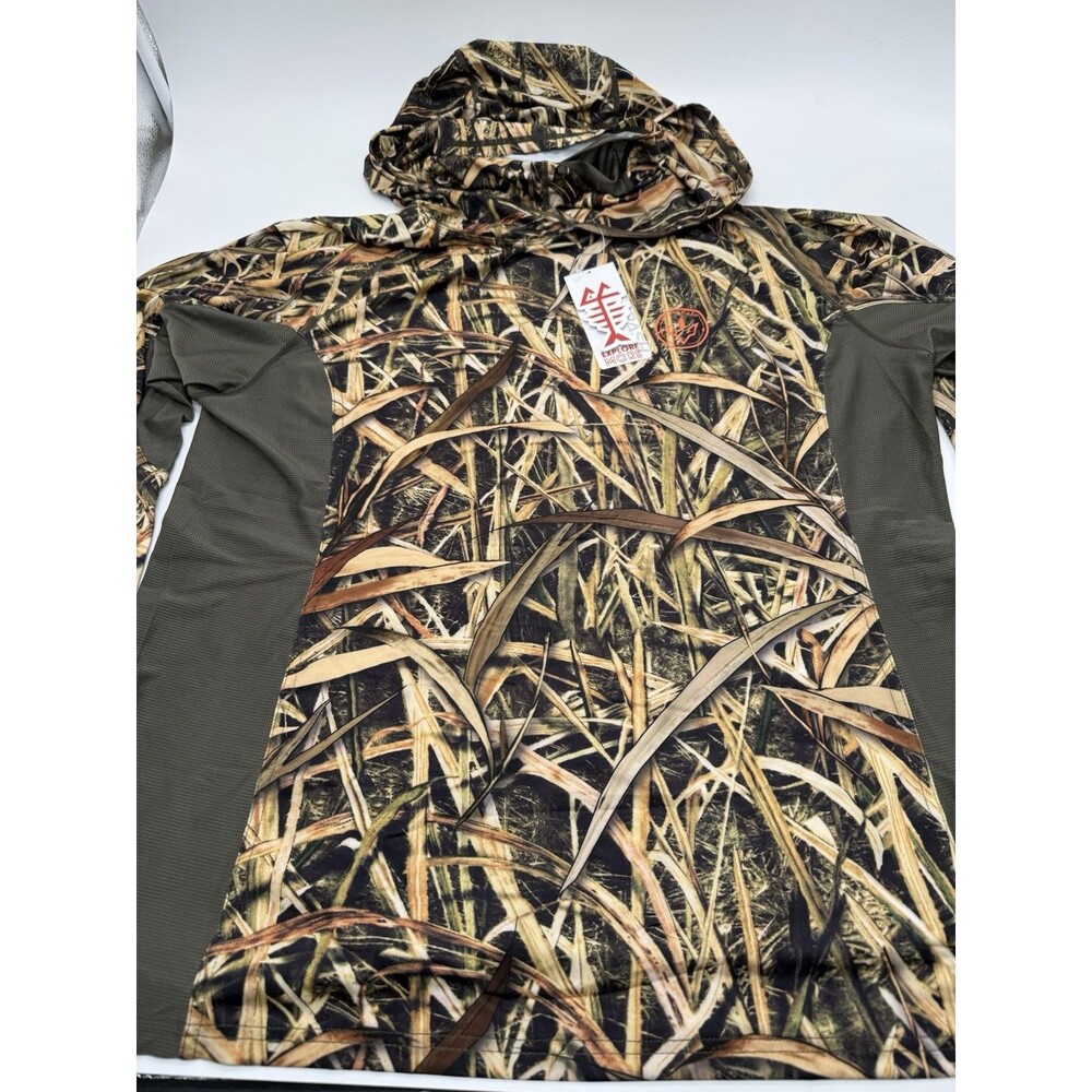 BassDash Dried Reeds Women’s UPF 50+ Camo Hoodie Shirt w Neck Gaiter FS03W 2XL